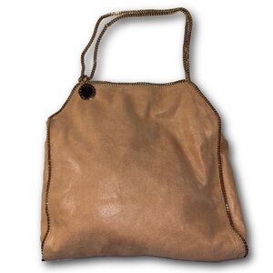 STELLA MCCARTNEY Camel Shaggy Deer Faux-Leather Falabella Tote Bag